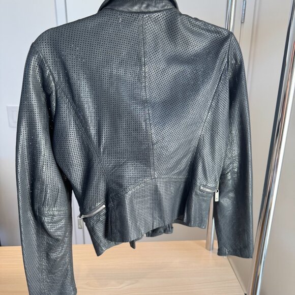 Mauritius Women's Black Leather Motorcycle Jacket - Picture 3 of 5